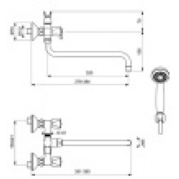 BA343AA PRACTIC Смеситель для ванны/душа, длина излива 320 мм,