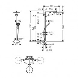 27633670 Raindance Select S Showerpipe 240 1 jet with PowderRain, черный матовый