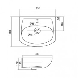 АКВАТОН АЗОВ 45 УМЫВАЛЬНИК (полный аналог Акванью 45)