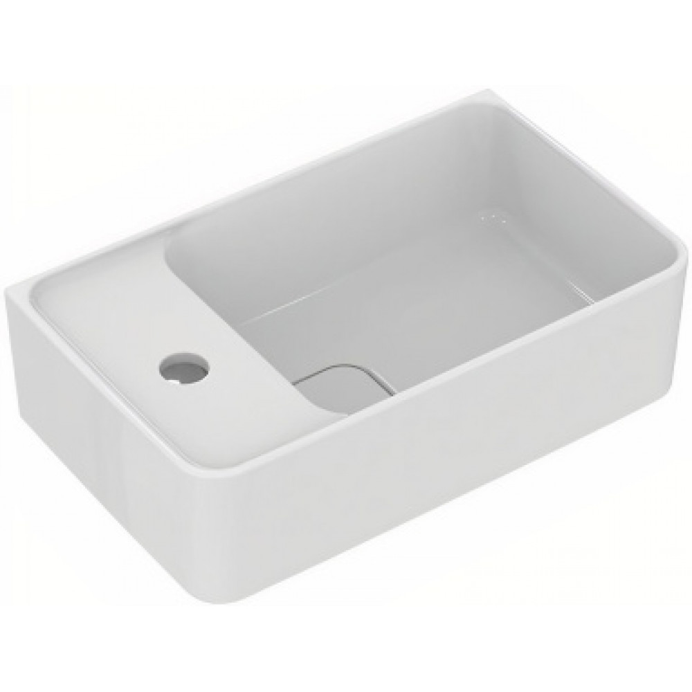 T299501 STRADA II Guest Асимметричный умывальник 45 см (платформа и отверстие под смеситель слева), для монтажа с дизайн-сифоном