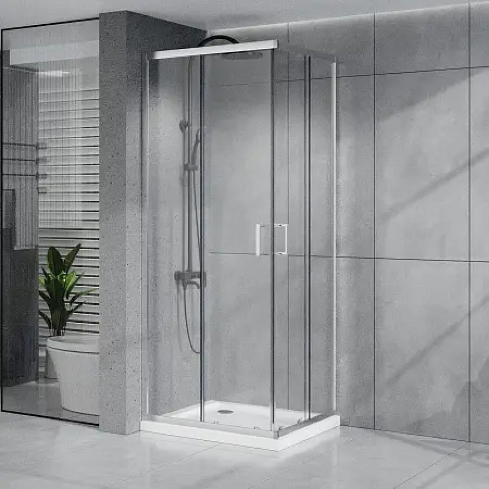 AZ-R36-100-CH-CL Душевое ограждение VIENNA SQP-100х100х195-CH-CL, прозрачное стекло 6 мм, профиль хром