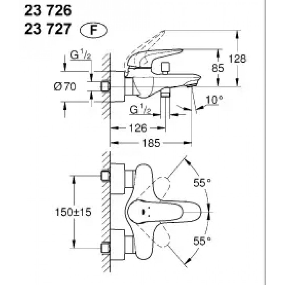 23726003 Eurostyle 2015 Solid Смеситель для ванны, хром