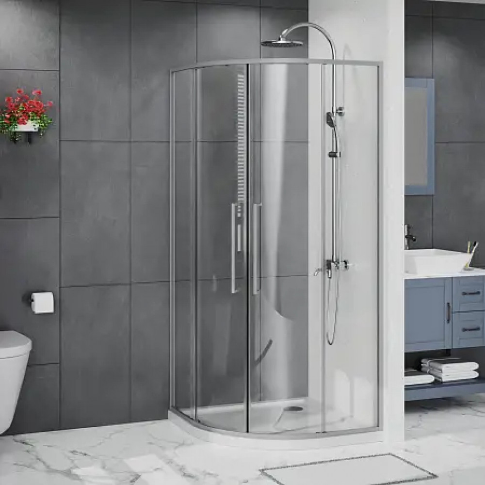 AZ-S43-90-MGR-CL Душевое ограждение SHANGHAI ROD-90х90х195-MGR-CL, прозрачное стекло 6 мм, профиль матовый графит