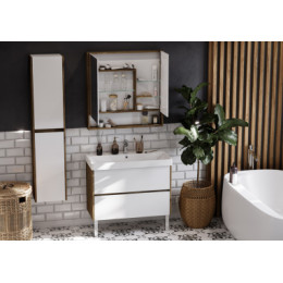 Сканди 90 зеркало-шкаф Белый/Дуб Рустикальный