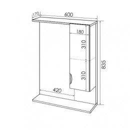 Зеркало Стиль- 60 правое (600*835*170)