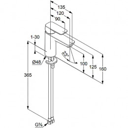 KLUDI PURE&STYLE Однорычажный смеситель на умывальник 100, без донного клапана, арт. 402920575