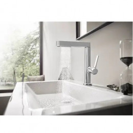 76063000 Finoris Смеситель для раковины, однорычажный, 230 с вытяжным душем 2jet, со сливным клапано