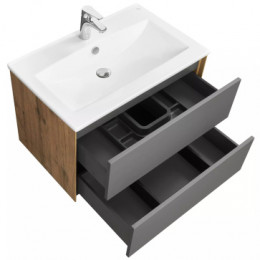 Сохо 75 Тумба Дуб Веллингтон/Графит софт (БЕЗ УМЫВАЛЬНИКА "Элина-75")