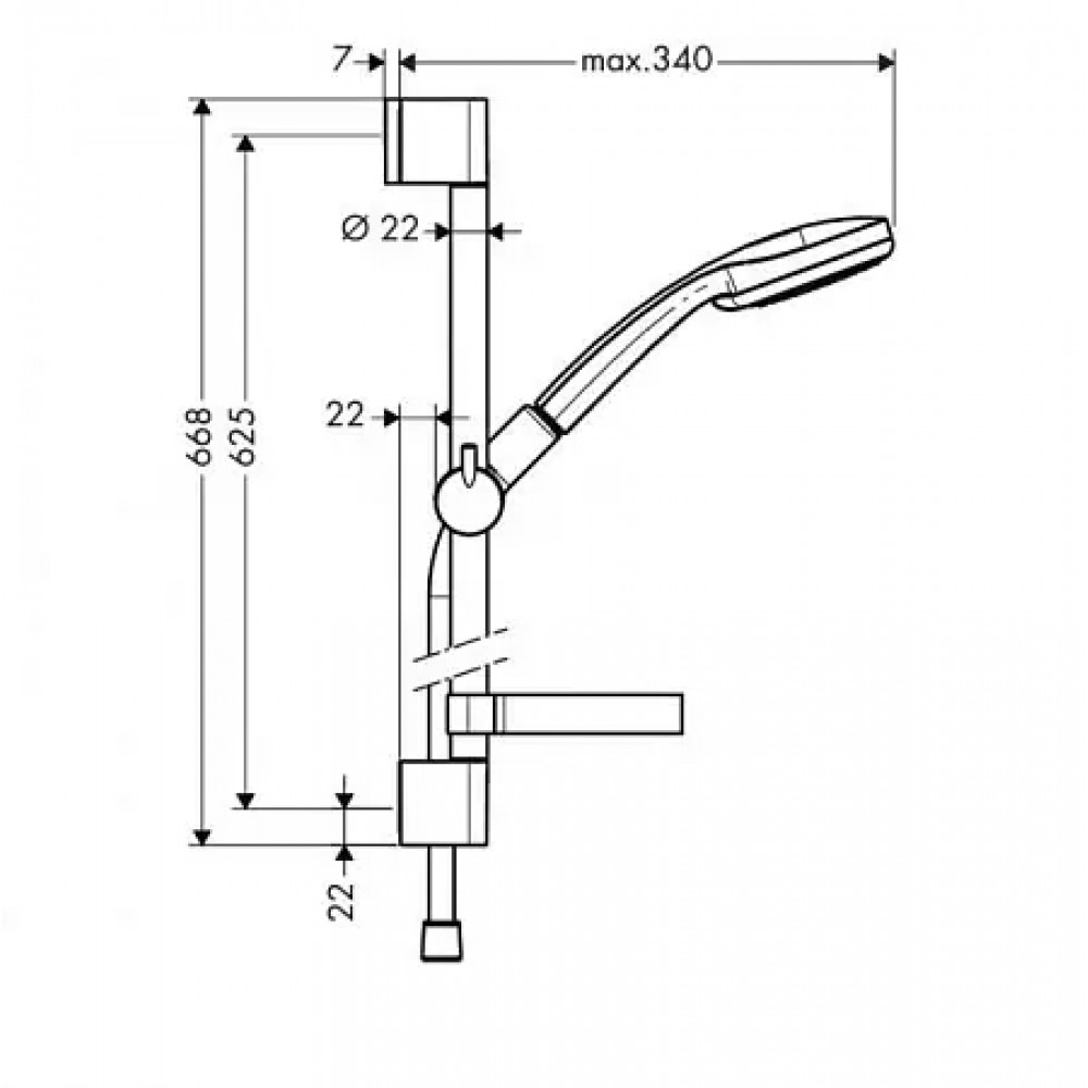 27772000 Croma 100 Душевой набор Croma 100 Vario/Unica’C 0,65 м, ½’