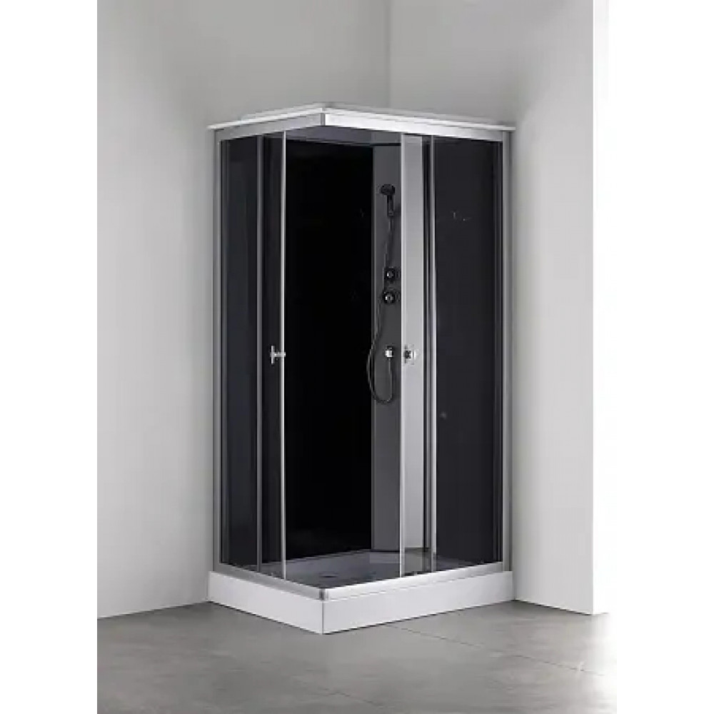 Душевая кабина CS-5180-13R G, 100*80*215 низкая, серая, прямоугольная, стекло 4мм, поддон 13 см