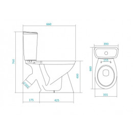 Унитаз-компакт "Бриз" (эконом: 2-реж., дюро, метал крепеж)