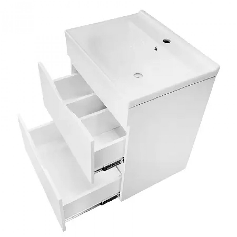 Комплект Тумба Santorini 60 (810*610*470) с раковиной MONTE Neo 60 Белый Глянец