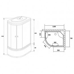 CS-887EATM/B-120 Душ. Кабина 1200x800x2150 поддон 40 см Правая