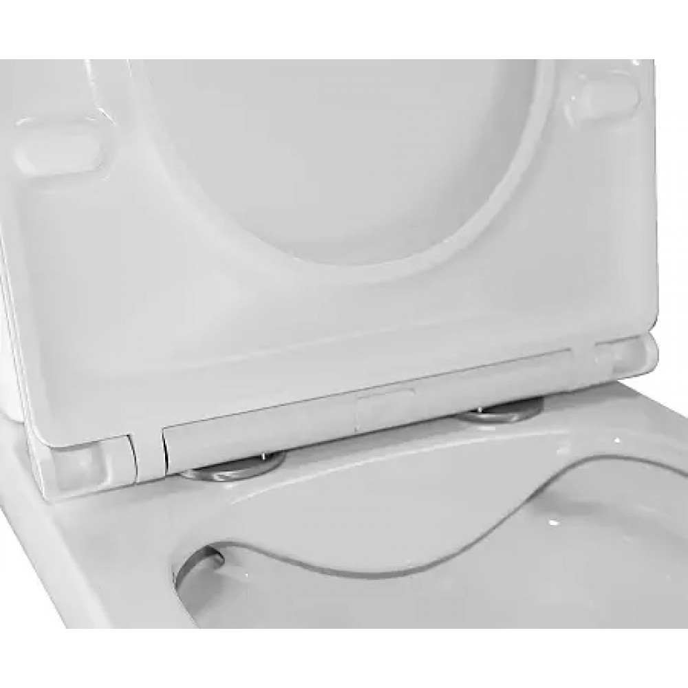 Azario VARO напольный безободковый унитаз в комплекте с сидением ПОЛИПРОПИЛЕН. Размер 615x365x805 мм ( 2 места)