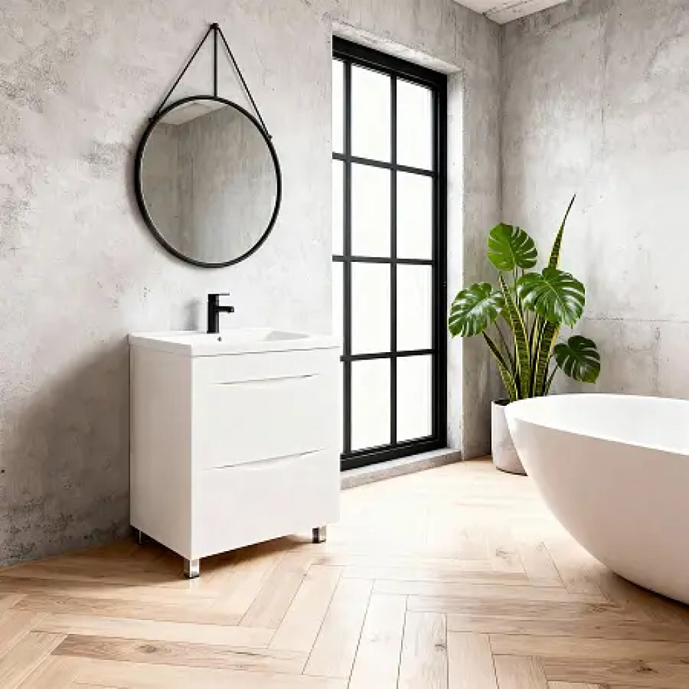 Комплект Тумба Santorini 60 (810*610*470) с раковиной MONTE Neo 60 Белый Глянец