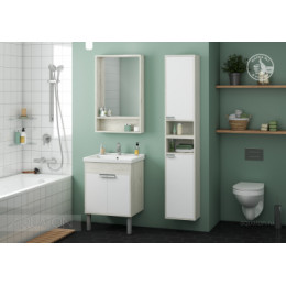 Флай 60 Тумба белый, дуб крафт (БЕЗ УМЫВАЛЬНИКА "Миранда-60")