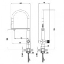Смеситель для кухни, гибкий излив, керамический картиридж, хром