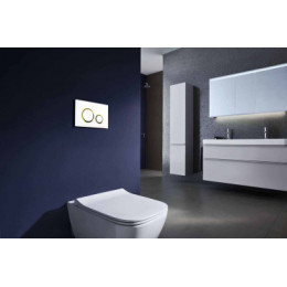 Панель смыва, белая + кольца золото, круглая, AZARIO