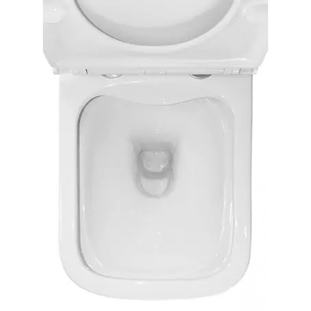 Azario VARO напольный безободковый унитаз в комплекте с сидением ПОЛИПРОПИЛЕН. Размер 615x365x805 мм ( 2 места)