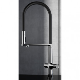 Смеситель для кухни, гибкий излив, керамический картиридж, хром