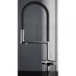 Смеситель для кухни, гибкий излив, керамический картиридж, хром