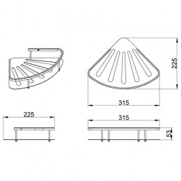 AZ-836 Полка угловая одноэтажная, хром