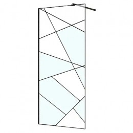AZ-271-90-MB-CGP Душевая перегородка Walk-in, 90x195-MB-CGP, в рамке, Графический принт 8 мм, профиль матовый черный