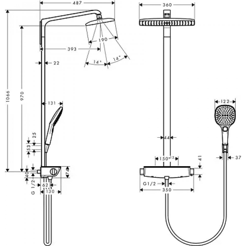 27112000 Raindance Select Raindance Select 360 Showerpipe, ½’