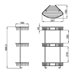 AZ-814-3 Полка угловая трехэтажная, матовый хром