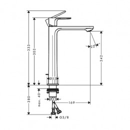 72580000 Rebris S Смеситель для накладной раковины 240 CoolStart, со сливным гарнитуром, хром