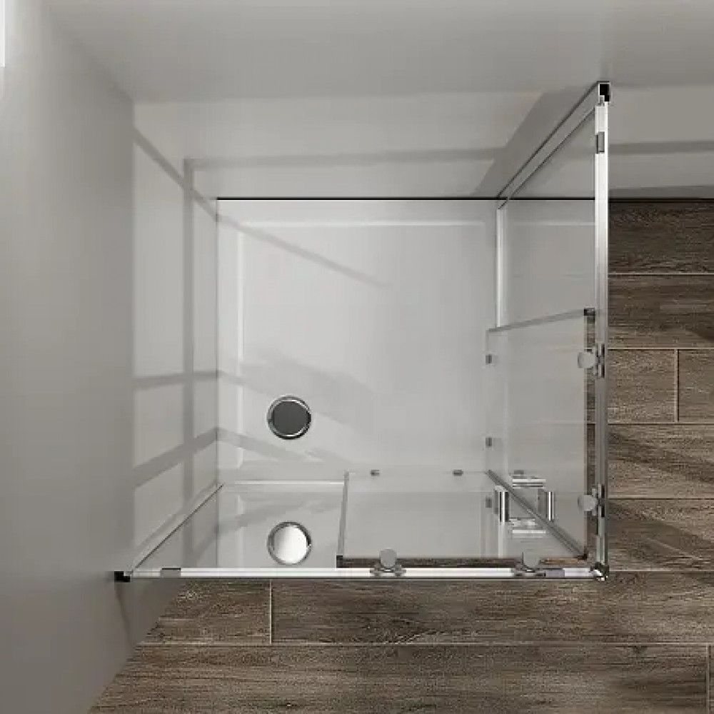 AZ-R06-90-CH-CHC Душевое ограждение PARIS SQP-90х90х195-CH-CHC, стекло шиншила 5 мм, профиль хром