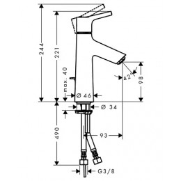 72020000 Talis S Смеситель для раковины 100, однорычажный, со сливным гарнитуром