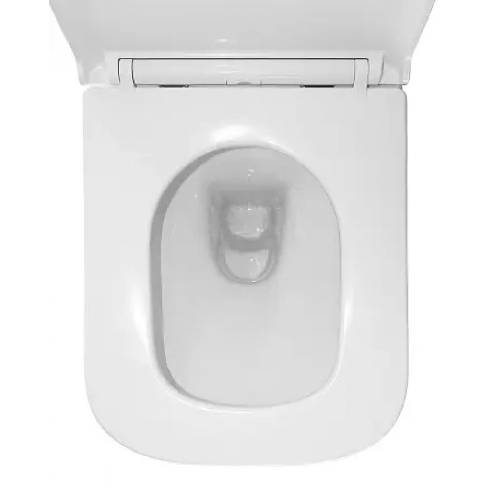 Azario VARO напольный безободковый унитаз в комплекте с сидением ПОЛИПРОПИЛЕН. Размер 615x365x805 мм ( 2 места)