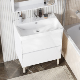 Сканди 70 Тумба Белый матовый/Белый глянец (БЕЗ УМЫВАЛЬНИКА Адриана-70)