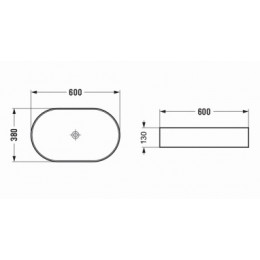 AZ-78330D Раковина накладная 600*380*130 мм