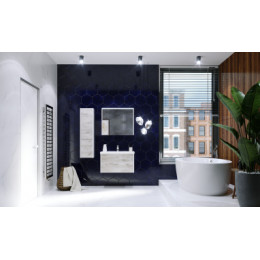 RONDA Шкаф зеркальный 800мм, бетон/белый матовый