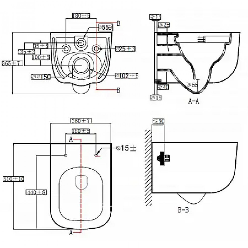 CAMPO Унитаз подвесной с сиденьем микролифт, дюропласт. Размер:510*360*365mm