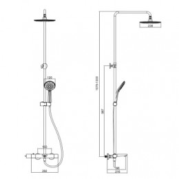 Душевая система с термостатом, черная, GALAXY