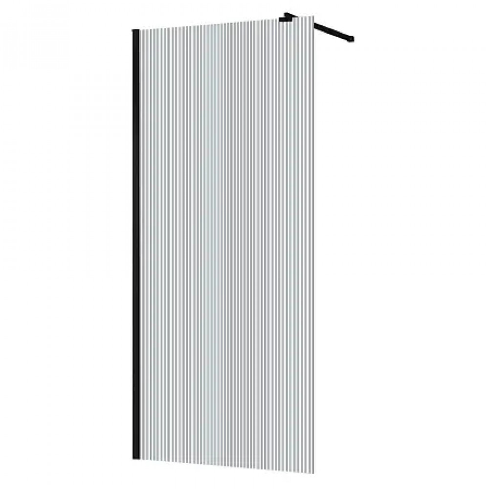 AZ-251-90-MB-CRF Душевая перегородка Walk-in, 90x195-MB-CRF, Рифленое стекло 8 мм, профиль матовый черный