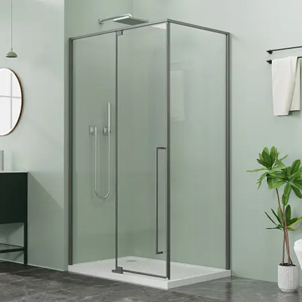 AZ-J50-90-MGR-CL Душевое ограждение MALE SQR-90х90х195-MGR-CL, прозрачное стекло 6 мм, профиль матовый графит