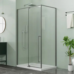 AZ-J50-100-MGR-CL Душевое ограждение MALE SQR-100х100х195-MGR-CL, прозрачное стекло 6 мм, профиль матовый графит