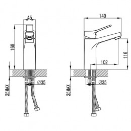 Смеситель для раковины без донного клапана, хром