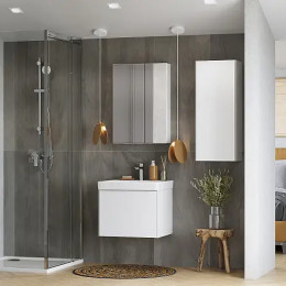 Асти 55 Тумба белый матовый/белый глянец (БЕЗ УМЫВАЛЬНИКА Адриана-55)