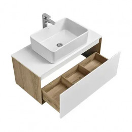 Либерти 90/1 Тумба Дуб Эльвезия/Белый глянец (Адриана 90,MILA 400,MILA 350*350, Одри 420x620 Soft,Лола60)