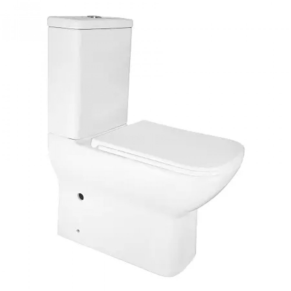 Azario VARO напольный безободковый унитаз в комплекте с сидением ПОЛИПРОПИЛЕН. Размер 615x365x805 мм ( 2 места)