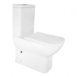 Azario VARO напольный безободковый унитаз в комплекте с сидением ПОЛИПРОПИЛЕН. Размер 615x365x805 мм ( 2 места)