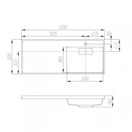 Лондри 120 Раковина ПРАВАЯ ГРАФИТ