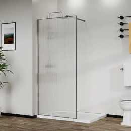 AZ-271-120-MGR-CRF Душевая перегородка Walk-in, 120x195-MGR-CRF, в рамке, Рифленое стекло 8 мм, профиль матовый графит