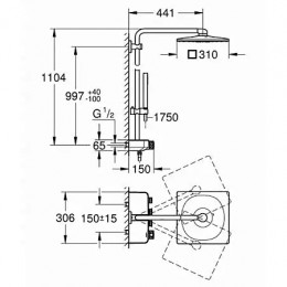 26508000 Euphoria SmartControl System 310 Cube Duo Душевая система с термостатом для настенного монтажа