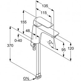 KLUDI AMEO Однорычажный смеситель для раковины XL, без донного клапана, арт. 410260575